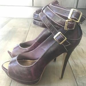 Purple Liliana Three buckle heels